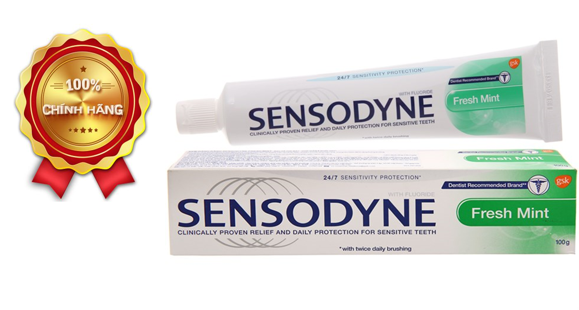 Kem đánh răng giảm răng ê buốt, bảo vệ men răng, giúp răng sáng khỏe - Kem đánh răng sensodyne fresh mint 100g - Tuýp 100g [CHÍNH HÃNG]