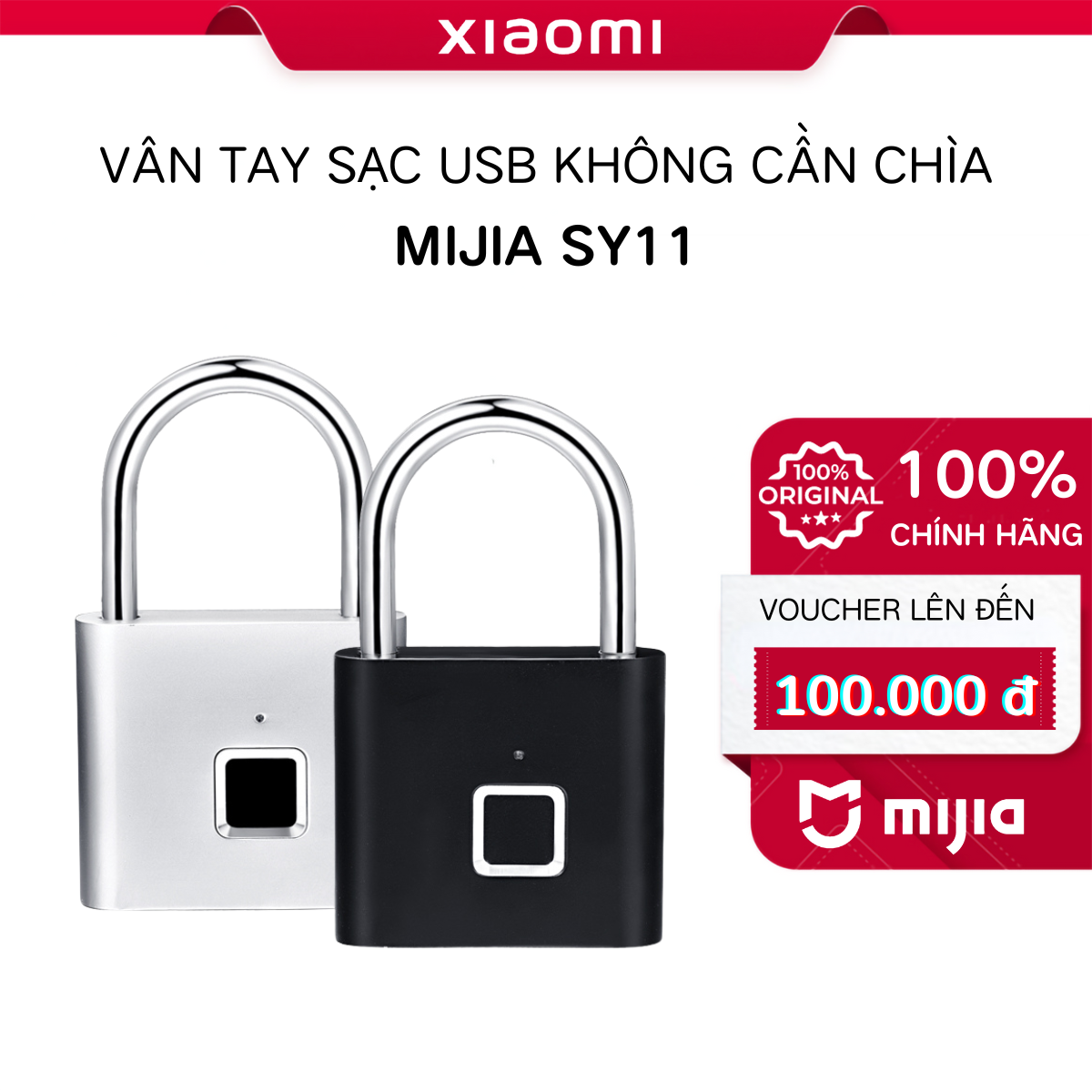 Xiaomi khóa vân tay sạc usb không chìa khóa ổ khóa thông minh khóa cửa ổ khóa vân tay chống trộm cầm tay mở khóa 0,8 giây điều khiển từ xa thông minh bằng kẽm - Mi Smart Life