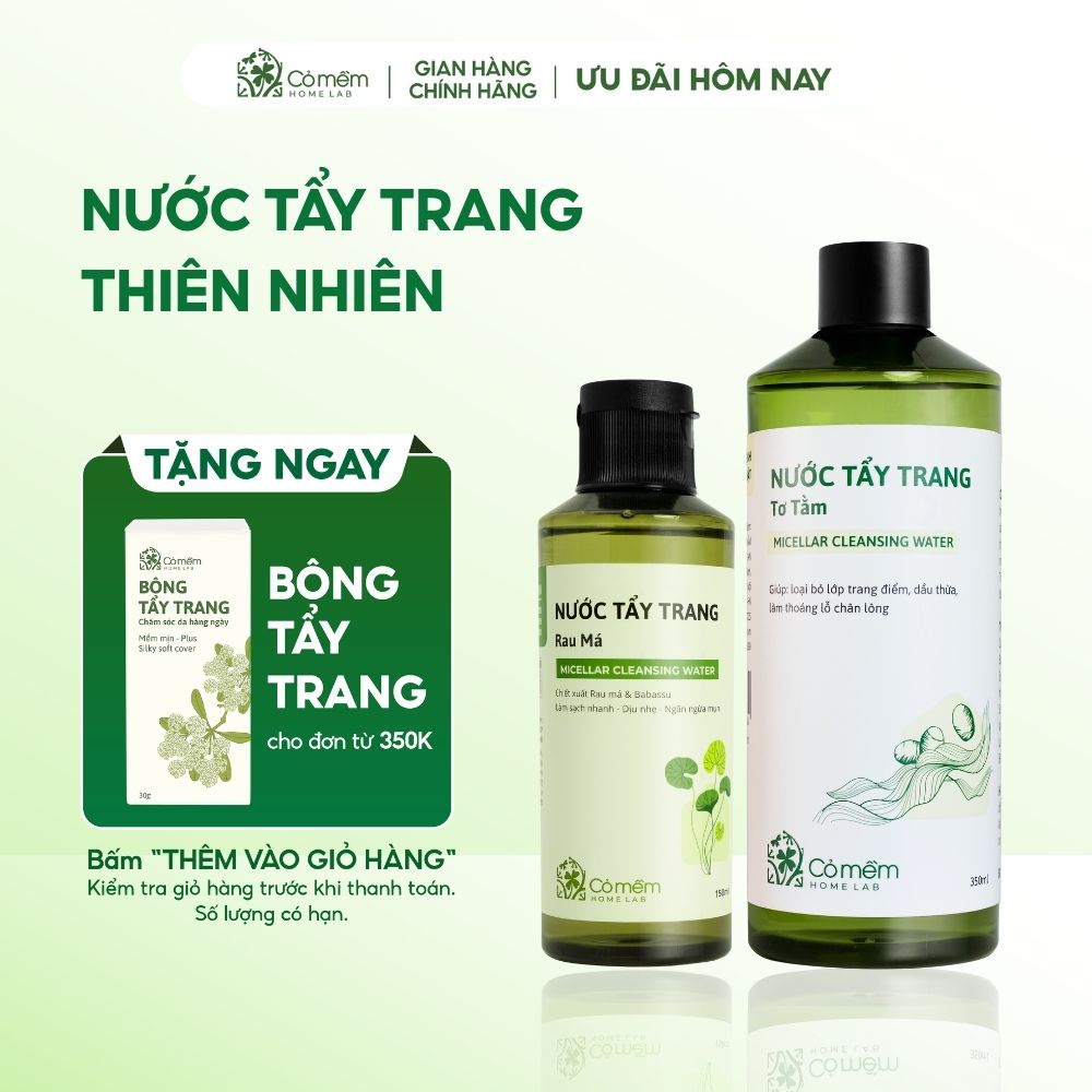 [TRỢ GIÁ 10%] Nước Tẩy Trang Và Làm Sạch Sâu Cho Da Mụn Da Khô Da Thường Da Dầu Nhạy Cảm An Toàn Từ Thiên Nhiên Cỏ Mềm