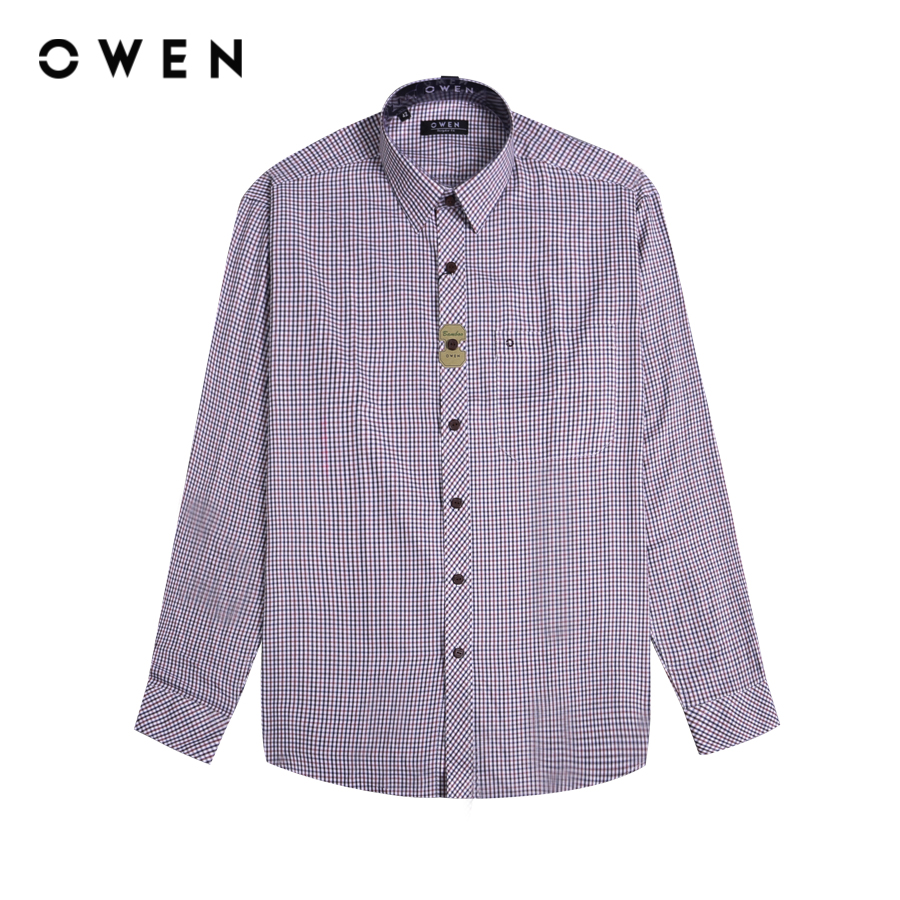 Owen - áo sơ mi dài tay regular fit ar230650dt màu đỏ chất liệu bamboo