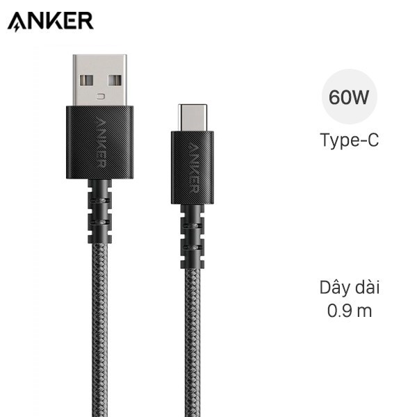 Cáp type c 0.9m anker powerline select+ a8022