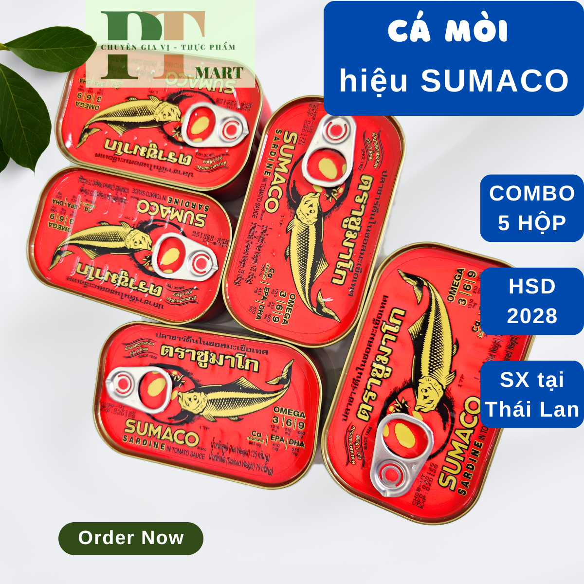 HSD.2028 Combo 5 hộp Cá Mòi Sumaco Thái Lan 125gr. Sardine