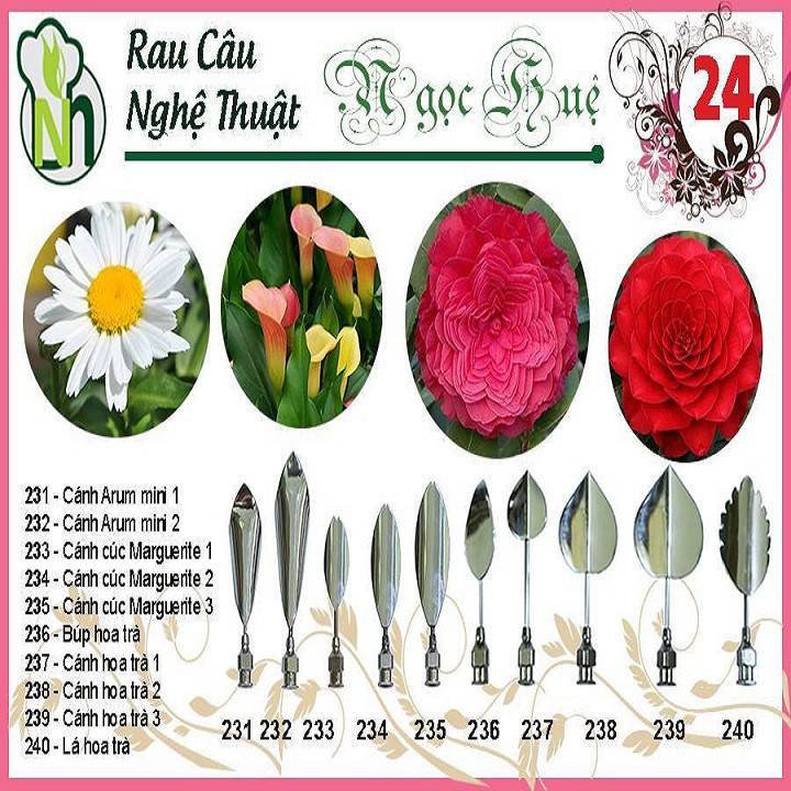 [hcm]kim rau câu 3d ngọc huệ (bộ số 24 - hoa cúc maguerite hoa trà hoa arum mini)