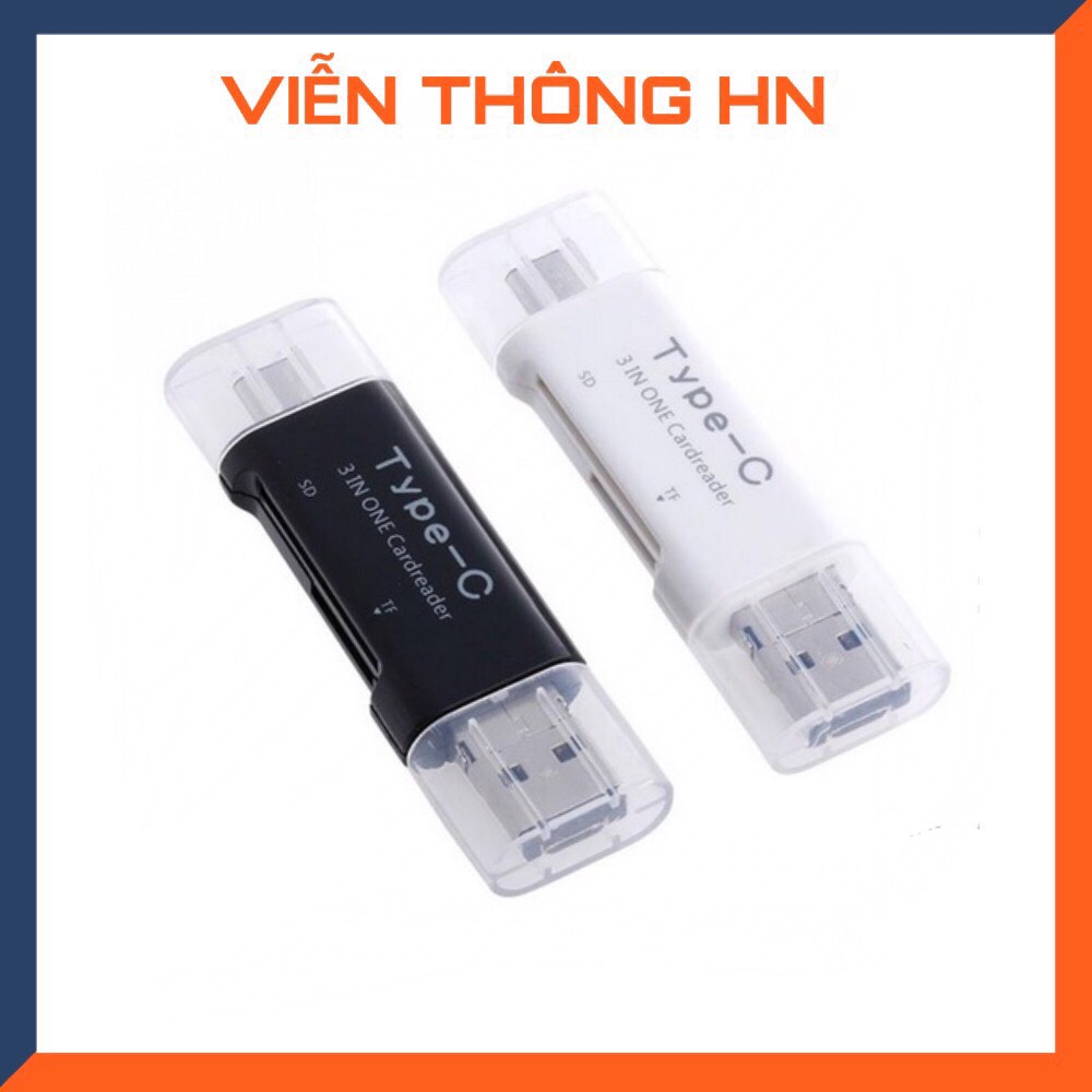 Jack chuyển đầu chuyển 3 in 1  usb type c micro thẻ tf và sd - đầu đọc thẻ đa năng  ứng dụng cho máy tính máy ảnh ...