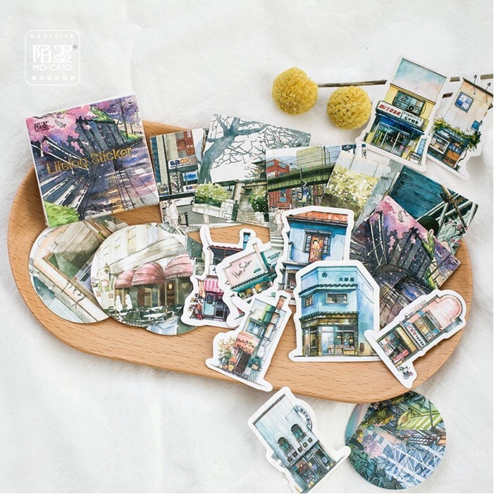 Set 45 miếng sticker phong cảnh siêu xinh