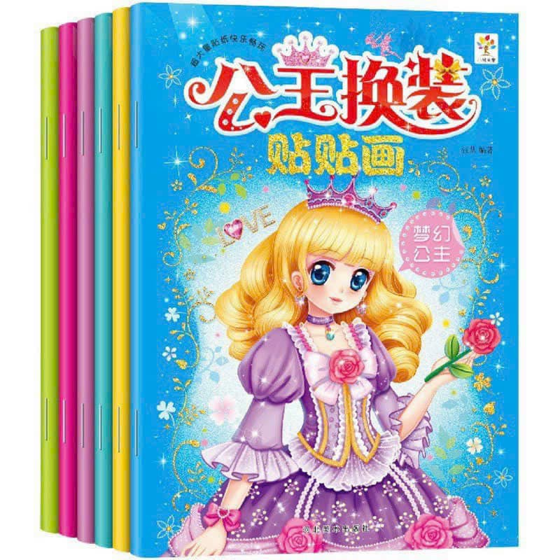 Bộ 6 quyển tranh công chúa cắt dán cho bé