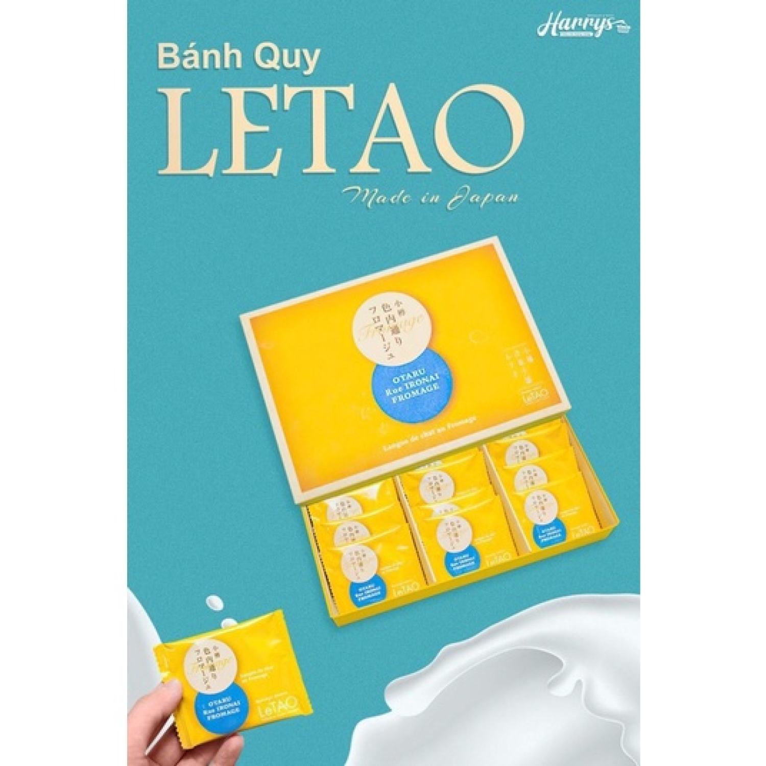 Bánh quy Letao Nhật Bản thơm bơ sữa phô mai - 02 lớp bánh quy giòn