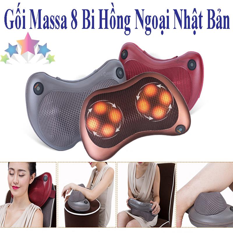 Gối Massage Hồng Ngoại Nhật Bản , Gối Massage , Gối Masage 8 Bi Hồng Ngoại Cao Cấp  , Tự Động Xoay Đảo Chiều 360 Độ , Tác Dụng Nhanh Lên Cơ Thể , Bảo Hành Uy Tín 12 Tháng