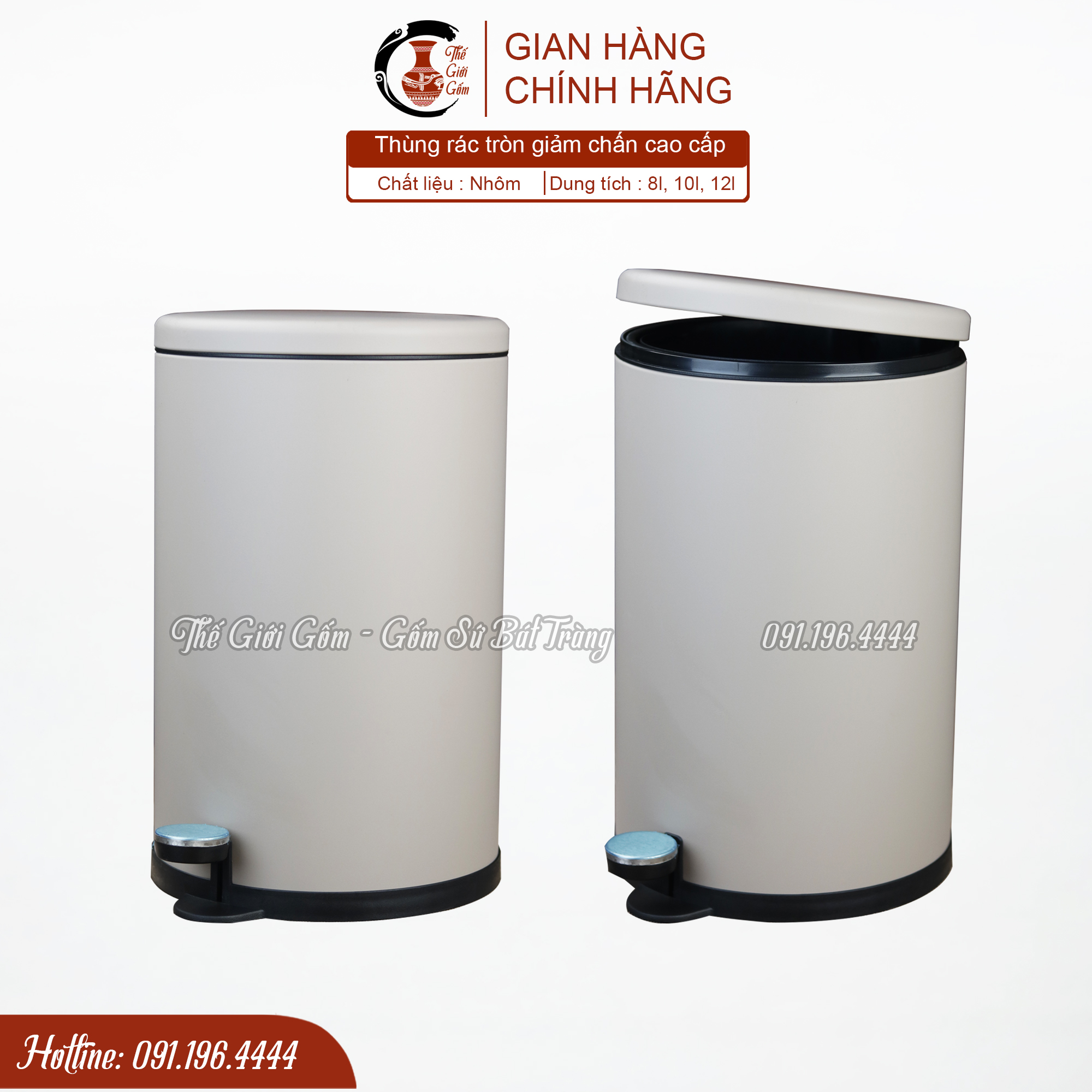 Thùng rác tròn inox giảm chấn cao cấp