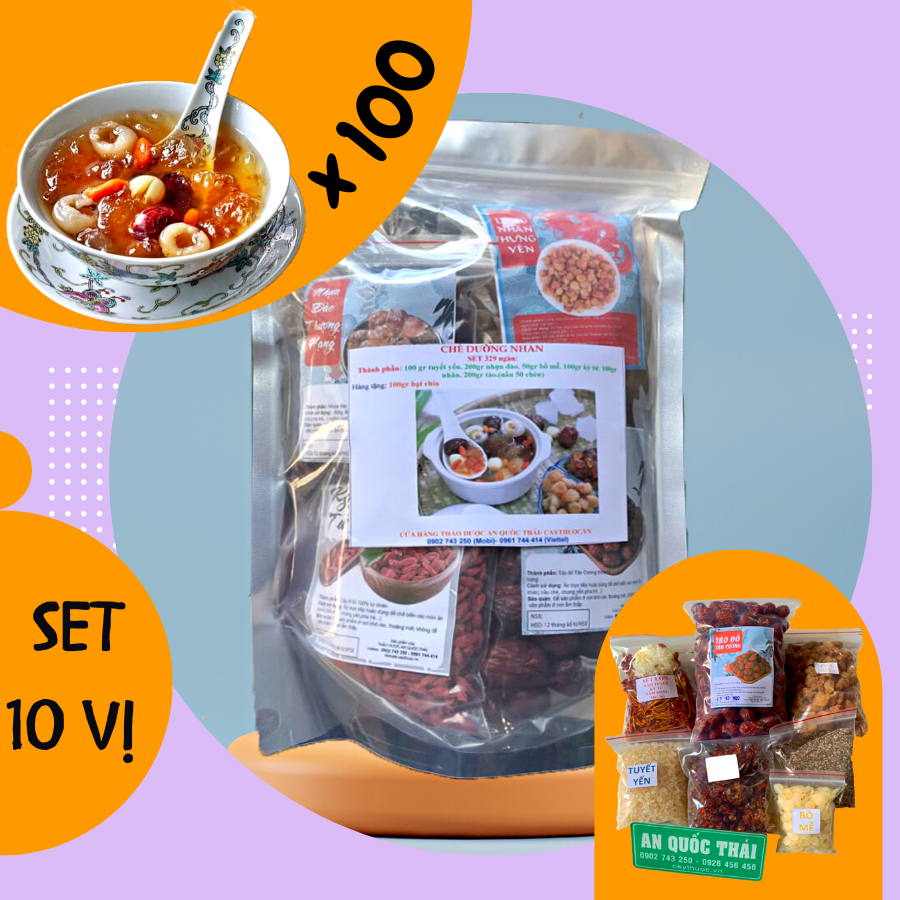 Set chè dưỡng nhan tuyết yến 220g mix đủ vị. nguyên liệu chè dưỡng nhan cung đình giảm cân, đẹp da