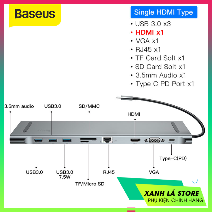 Bộ Hub chuyển đa năng Baseus Enjoyment Series Type C dành cho Smartphone/ Laptop/ Macbook