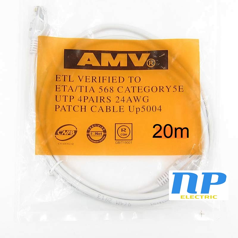 Dây cáp mạng LAN Internet bấm sẵn AMV DÀI 20 MÉT chuẩn cat 5e