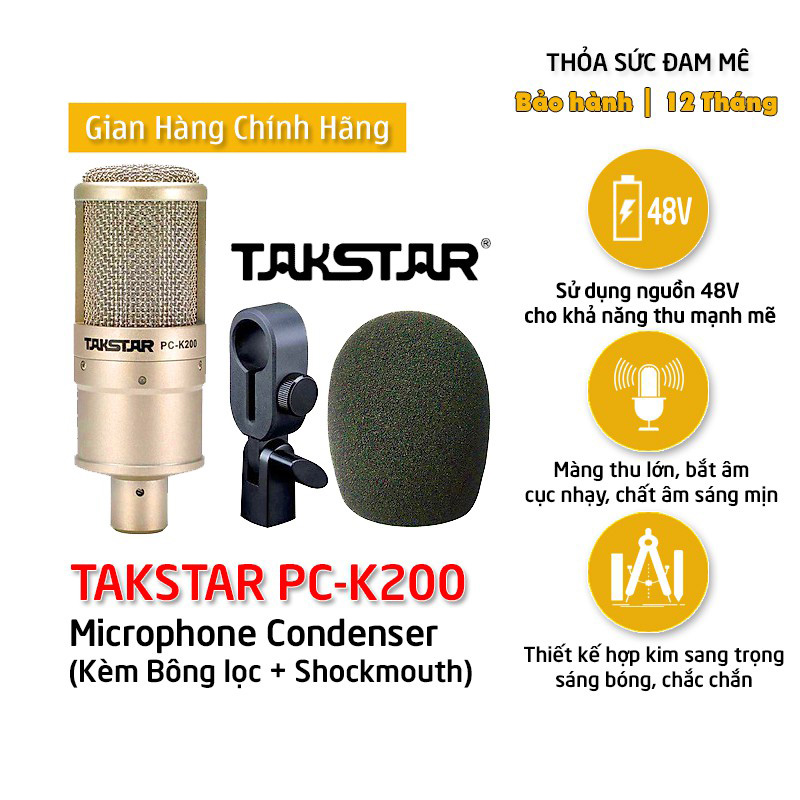 [HCM][Siêu Rẻ] Micro Thu Âm Takstar Pc-K200 Mic Thu Âm LivestreamMicro Hát Karaoke Cao Cấp Với Tần Số Thu Âm Rộng Độ Nhạy Cao Có Khả Năng Lọc Tạp Âm Âm Thanh Trong Trẻo Sang Giúp Bạn Có Tiếng Thu Bay Bổng Hơn