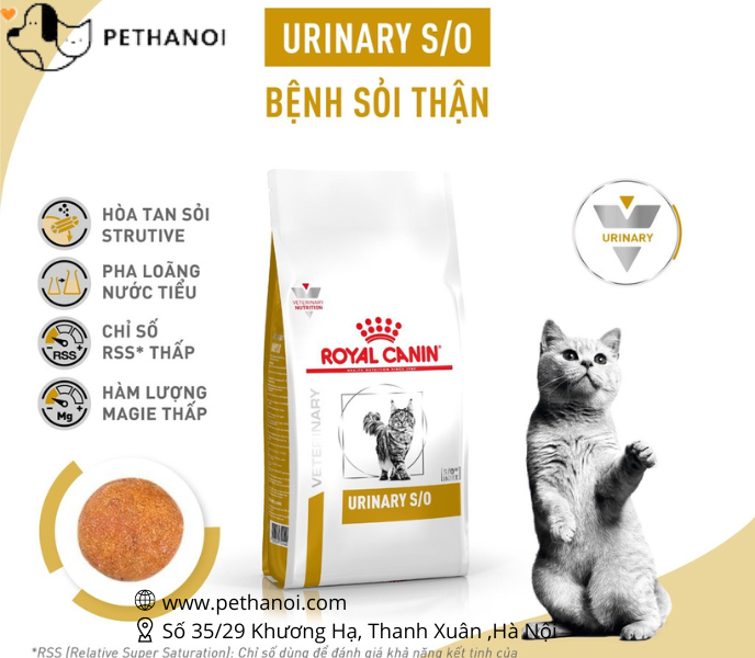 [Nhập RS0822 giảm 30k cho đơn 99k]Thức ăn dành cho mèo bị sỏi thận Royal Canin Urinary S/O 1,5kg