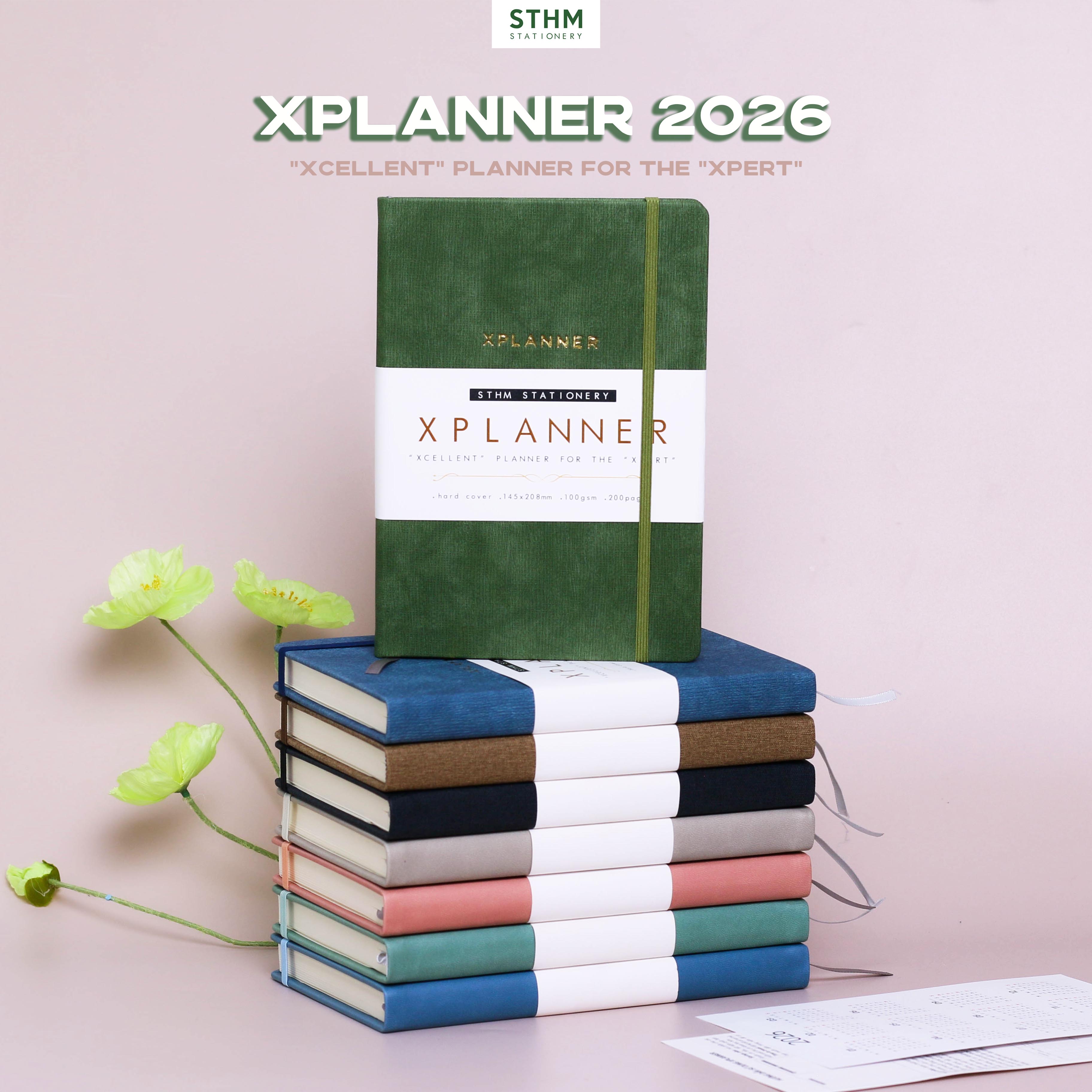  Sổ Planner 2026 | XPLANNER - Sổ lập kế hoạch cả năm bìa da PU 192 trang kem 100gsm chống lem thấm 