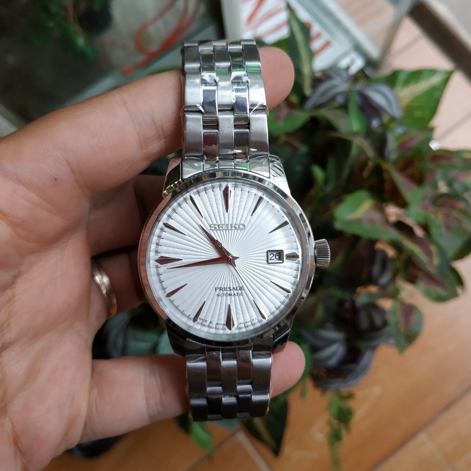 {ĐỒNG HỒ PHỐ  MUA 1 TẶNG 1 } Đồng Hồ Seiko Presage Automatic Màu Trắng Dây Kim Loại + Thẻ Bảo Hành