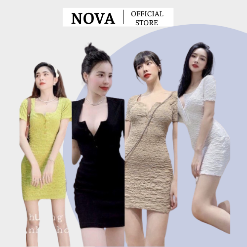 [Siêu Hot] Váy Body Xốp Nhăn Tay Cộc Sexy 4 Màu Có Ảnh Thật Kèm Video