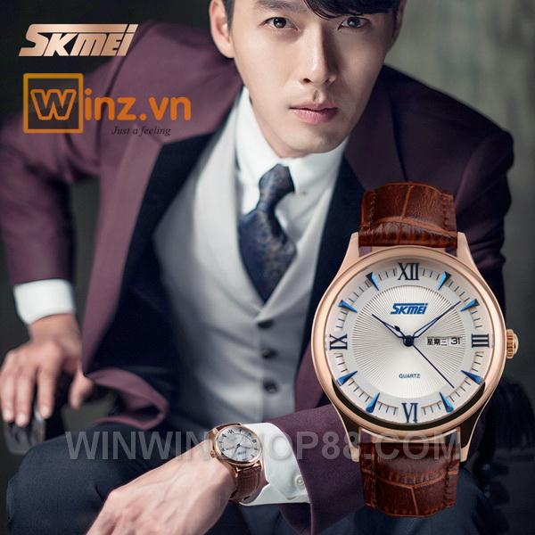 Đồng hồ nam dây da skmei 9091 .