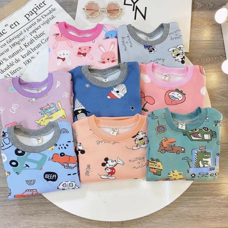 - Combo 3 bộ quần áo nỉ bông cho trẻ em- 3 Bộ sẽ 3 màu khác nhau -quần áo nỉ bông