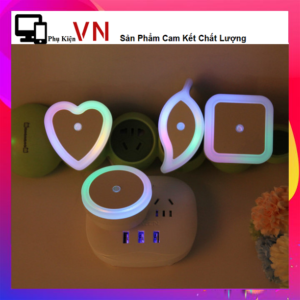 ⚡ Đèn Ngủ Ngũ Sắc Hình Trái Tim, Hình Tròn , Hình Chiếc Lá . Hình Vuông Siêu Cưng Siêu Đẹp  -  Đèn Ngủ Cắm Ổ Điện ( 7 Màu ), Siêu Tiết Kiệm Điện, Bóng Đèn Led Tuổi Thọ Cao,Siêu Bền