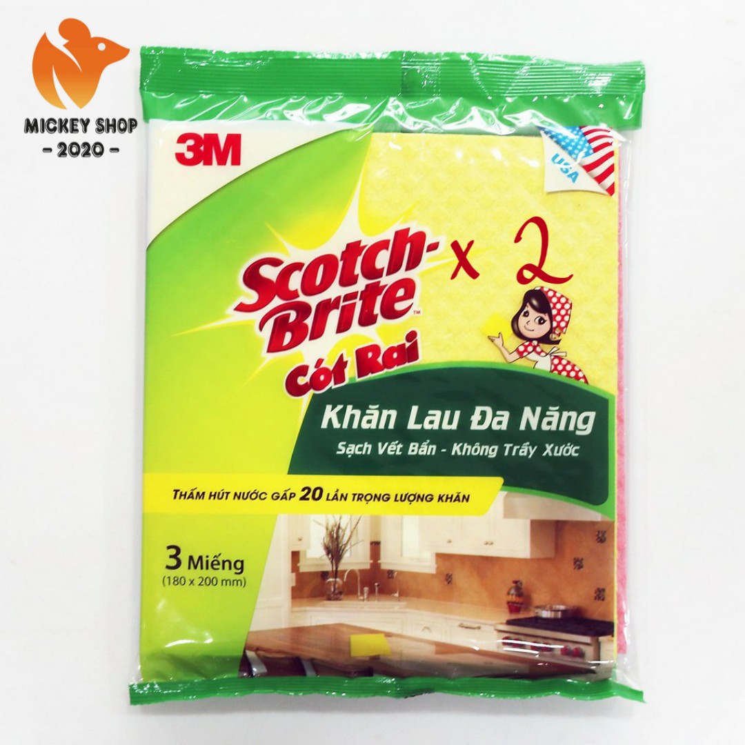 Khăn Lau Đa Năng 3M Scotch Brite 18x20 (Gói 3 Miếng)-XA010911148-Chính Hãng