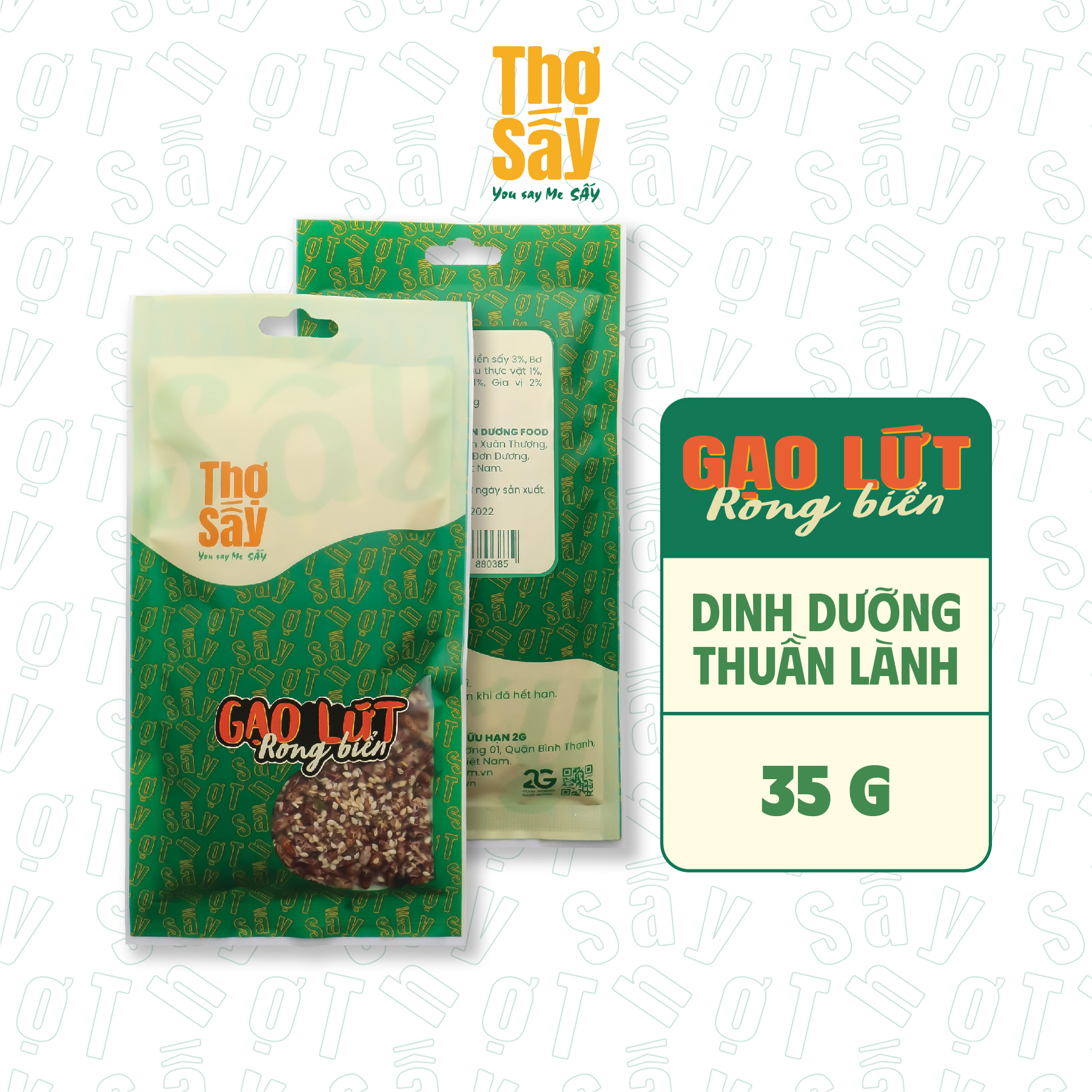 Gạo lứt rong biển thợ sấy - túi 35g