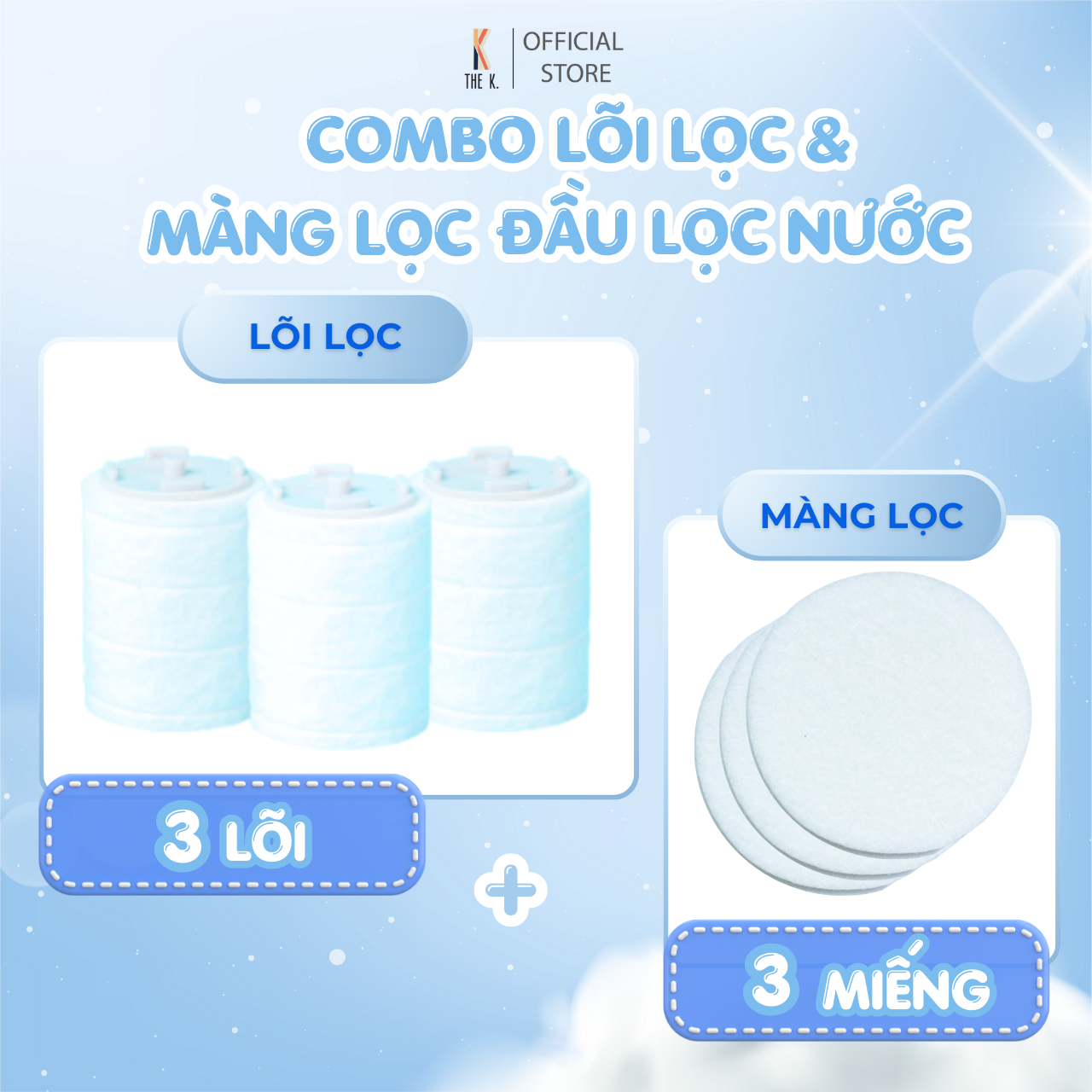 Bộ lõi lọc nước thay thế cho đầu vòi bồn rửa tay, rửa chén daily aqua