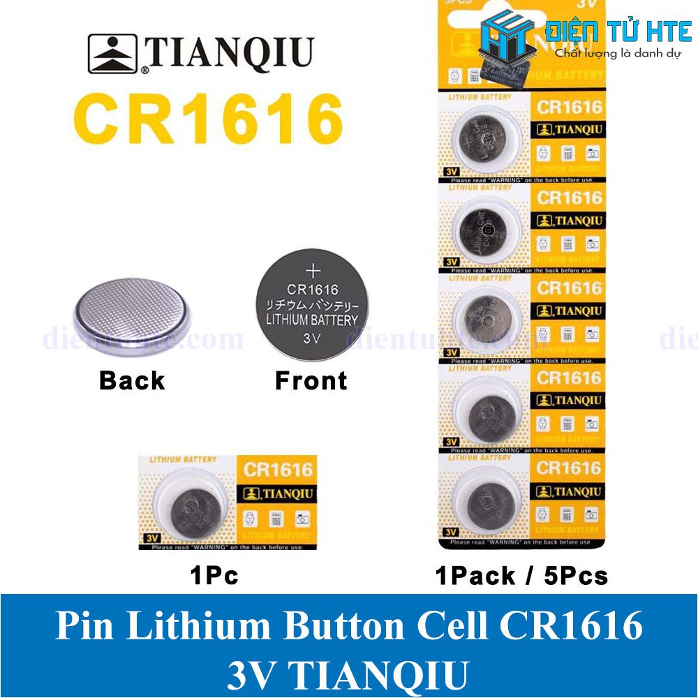 Bộ 2 viên pin lithium cell tianqiu cr1616 1616 3v