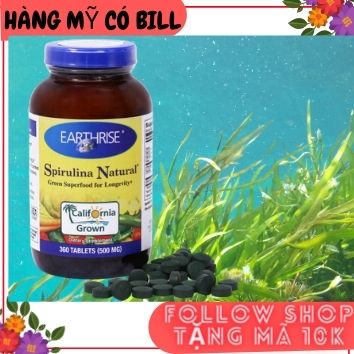 (có bill nhập)Tảo Mặt Trời Earthrise Spirulina Gold Plus 360 viên