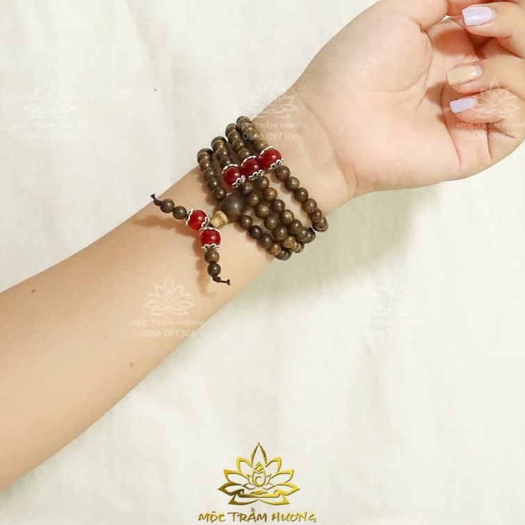 Vòng Tay Trầm Hương Ngũ Bảo Trợ Mệnh - Chuỗi Tràng Hạt 108 Mix Đá Mã Não/Mắt Mèo - Tự Nhiên 100% - Phong Thủy Theo Mệnh