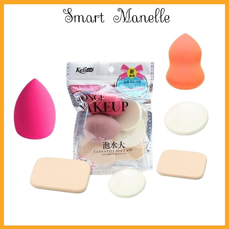 Mút trang điểm set 6 miếng Mút tán kem nền chuyên nghiệp mềm mịn đàn hồi cực tốt KMTD2