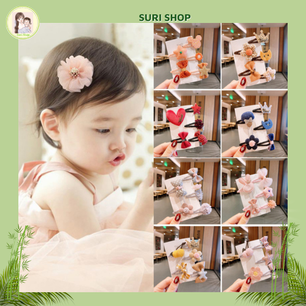 A, set kẹp tóc xinh xắn, kẹp tóc, kẹp tóc đẹp cho bé kẹp nhiều mẫu siêu đáng yêu cho bé gái