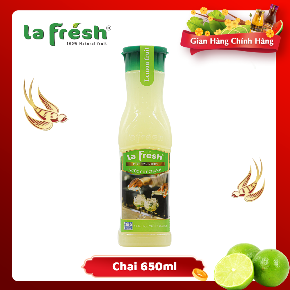 Nước Cốt Chanh Vắt Không Đường, Nguyên chất 100% LAFRESH, chai 650ml, nguyên liệu dùng để pha chế