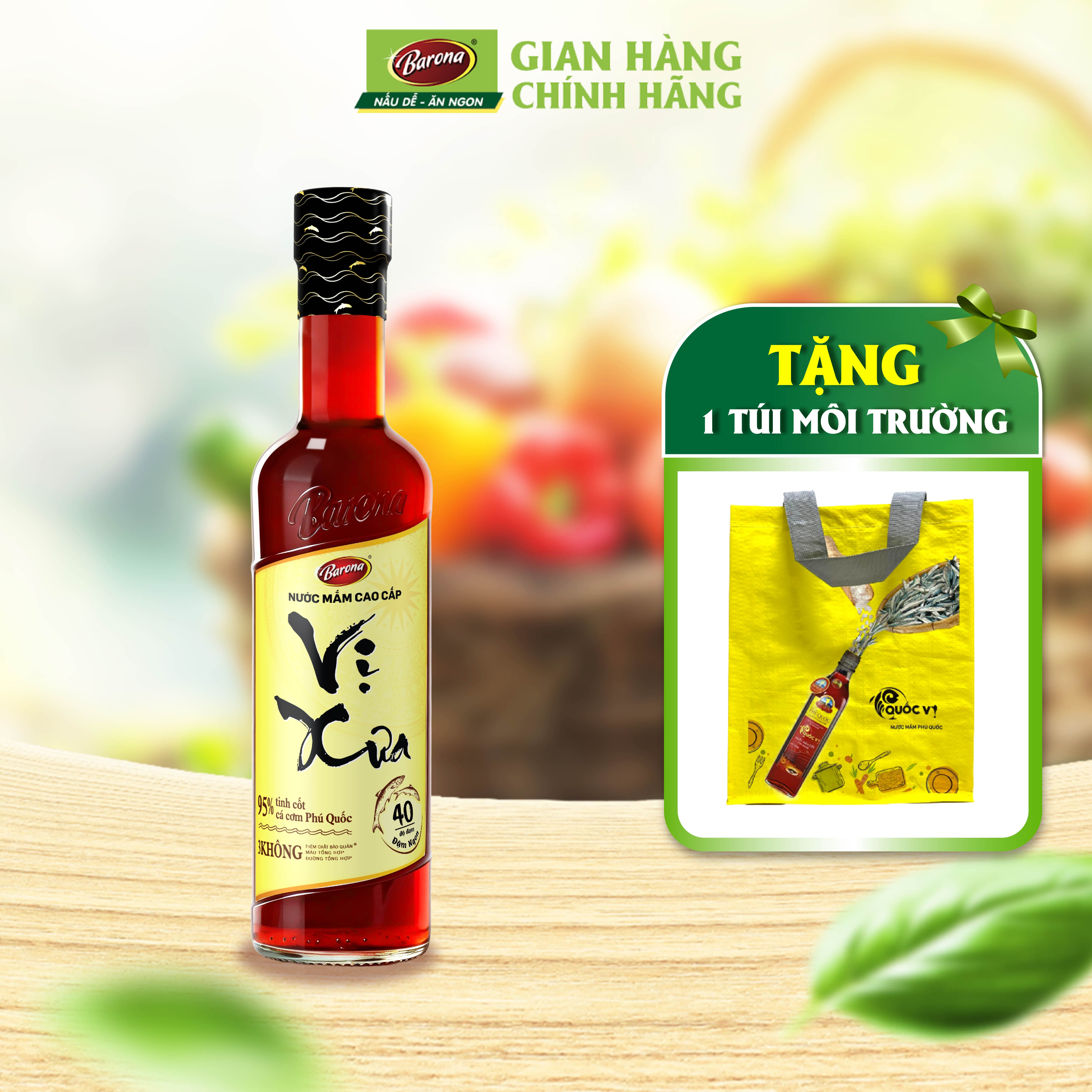 Nước Mắm Phú Quốc Cao Cấp Vị Xưa Barona 40 độ đạm 500ml Mua 1 chai Tặng 1 Túi thân thiện môi trường
