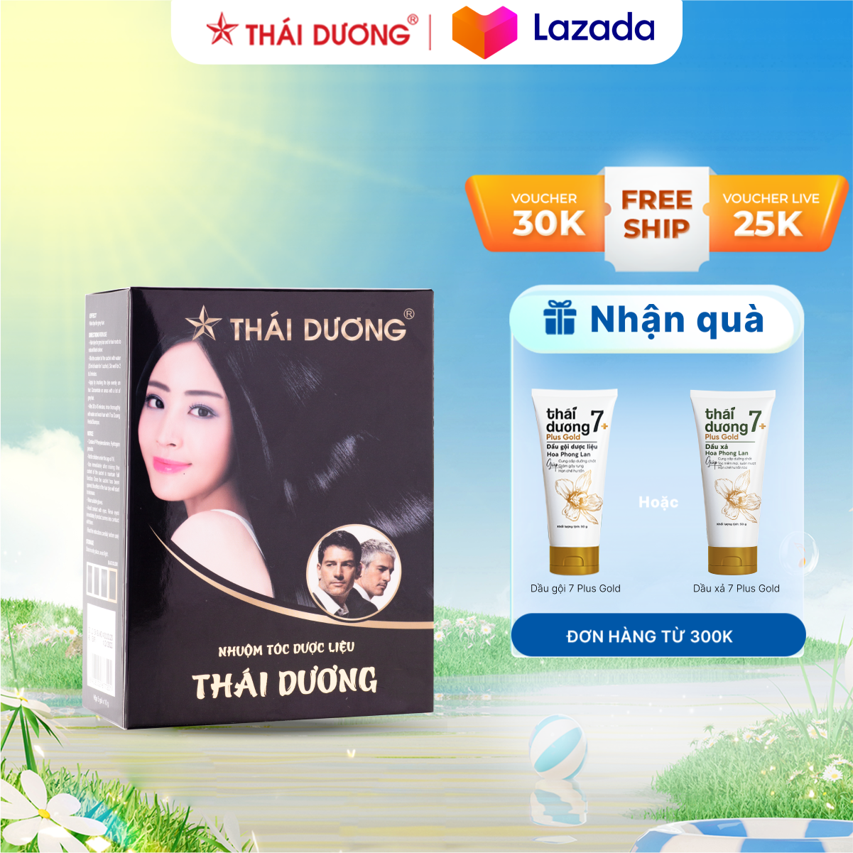 Bột Nhuộm Tóc Dược Liệu Màu Đen Sao Thái Dương Hộp 5 Gói