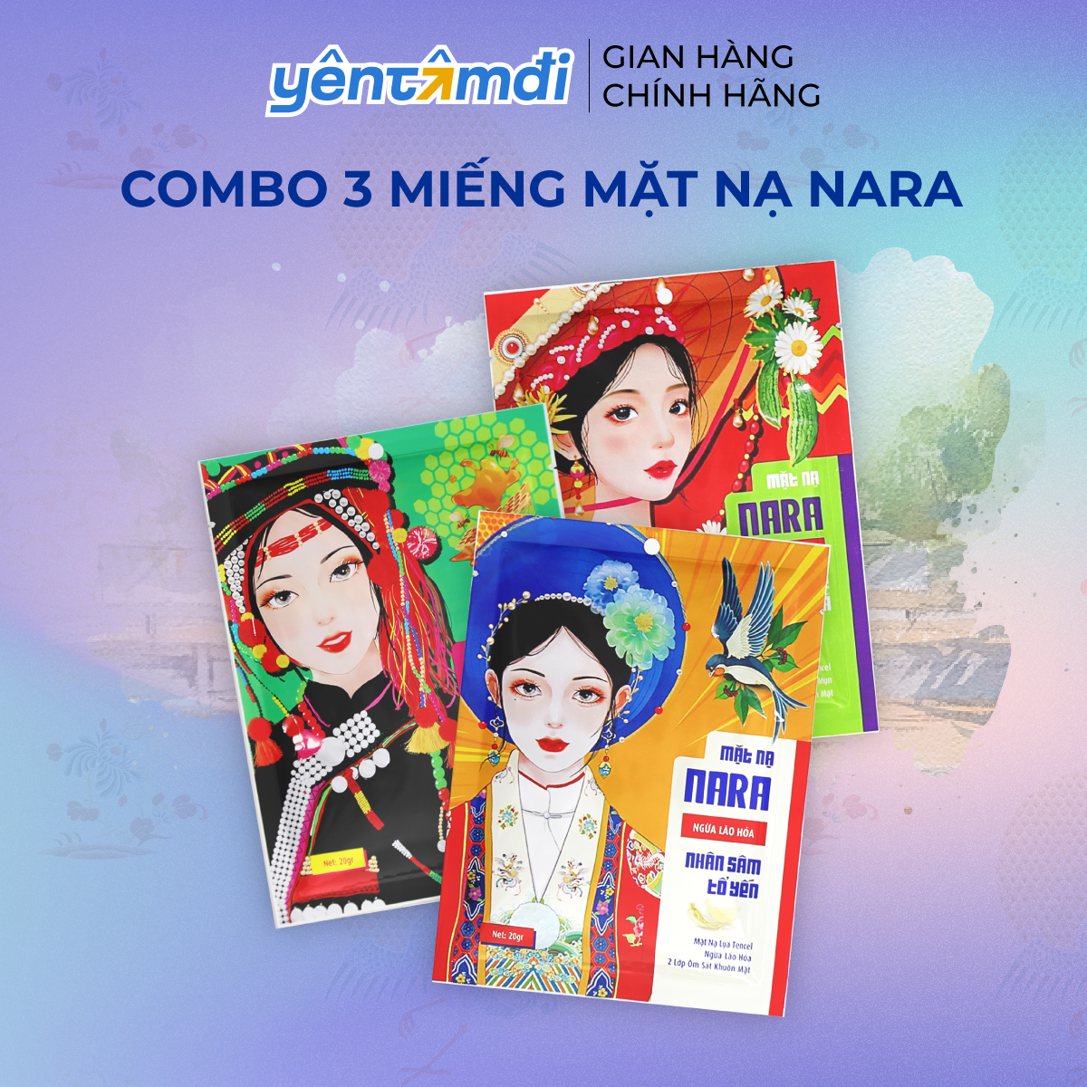 Combo 3 miếng mặt nạ nara mỗi loại
