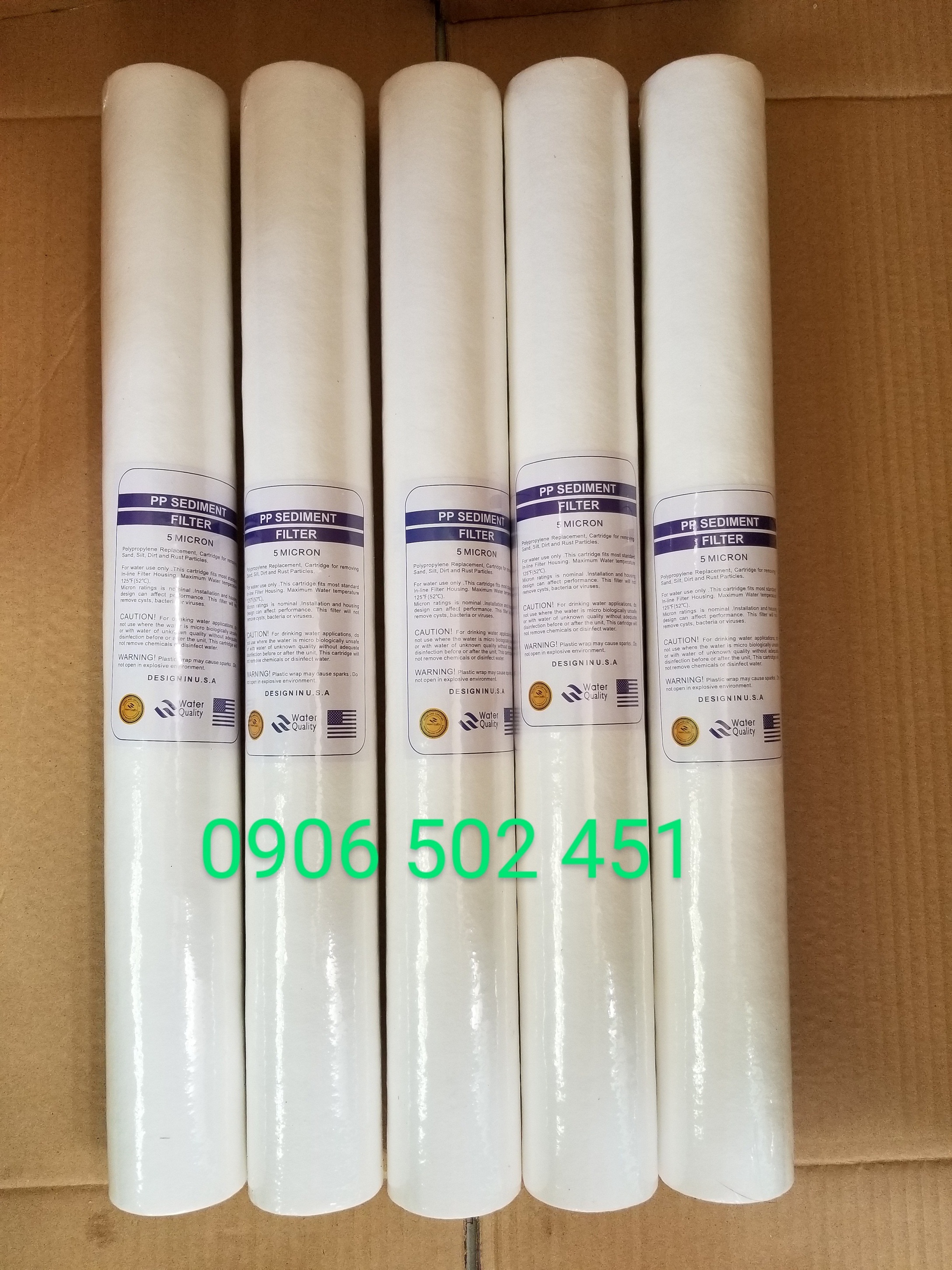 Bộ 5 cây lõi lọc nước số 1 ppf ly 20inch tem chuẩn usa