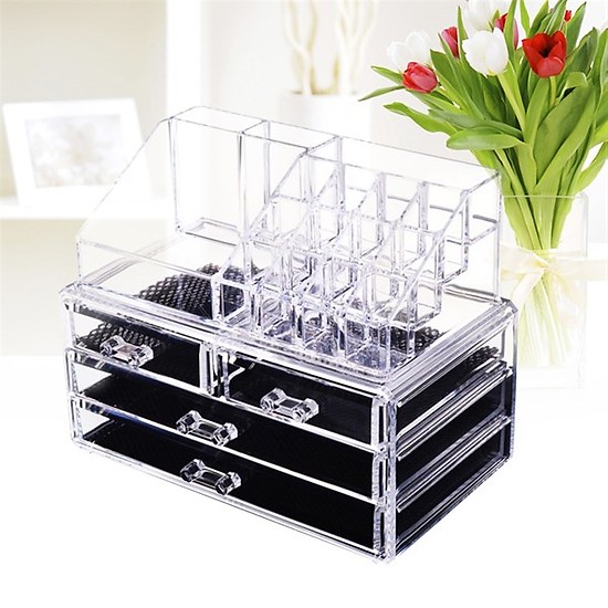 Kệ đựng mỹ phẩm 4 tầng trong suốt mica loại dày