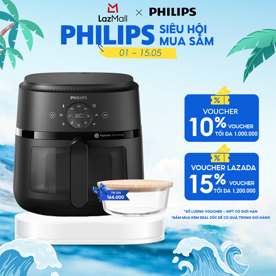 Nồi Chiên Không Dầu cảm ứng Philips NA230/00 - 13trong1 |6.2L|RapidAir Chín đều không lật trở- BH 2 năm - Hàng Phân Phối Chính Hãng