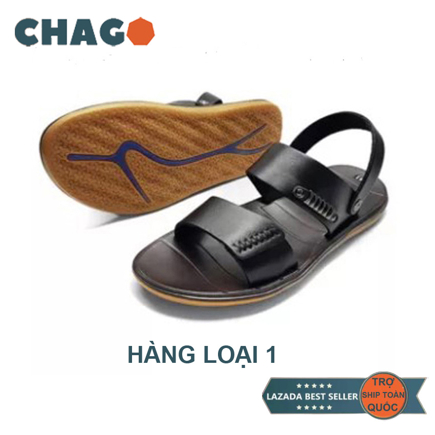 Dép da nam CHAGO, dép nam, dép nam da, dép nam da bò, dép da bò nam đế cao su non chống trơn trượt, da mềm êm chân phù hợp đi chơi, đi làm - CGD091-01