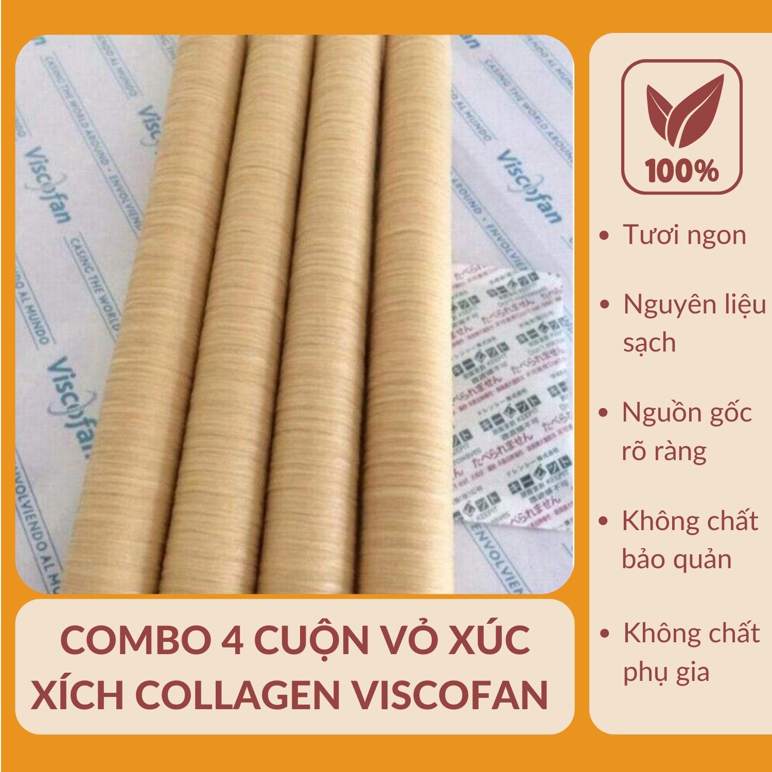Combo 3 cuộn vỏ bọc xúc xích, lạp xưởng collagen viscofan. đảm bảo hàng chuẩn, loại 1, nhập khẩu nguyên thùng. đã được cấp phép đủ tiêu chuẩn vệ sinh an toàn thực phẩm từ bộ y tế
