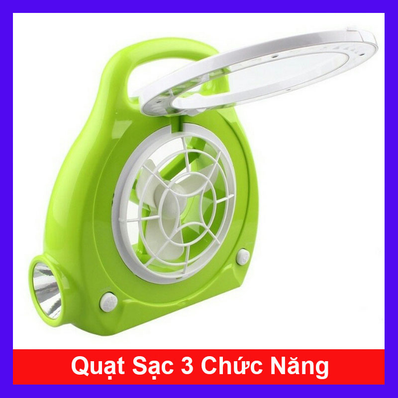 Quạt Sạc Kiêm Đèn Bàn và Đèn Pin Dự Phòng - Quạt tích điện 3 in 1 Kamisafe KM-686