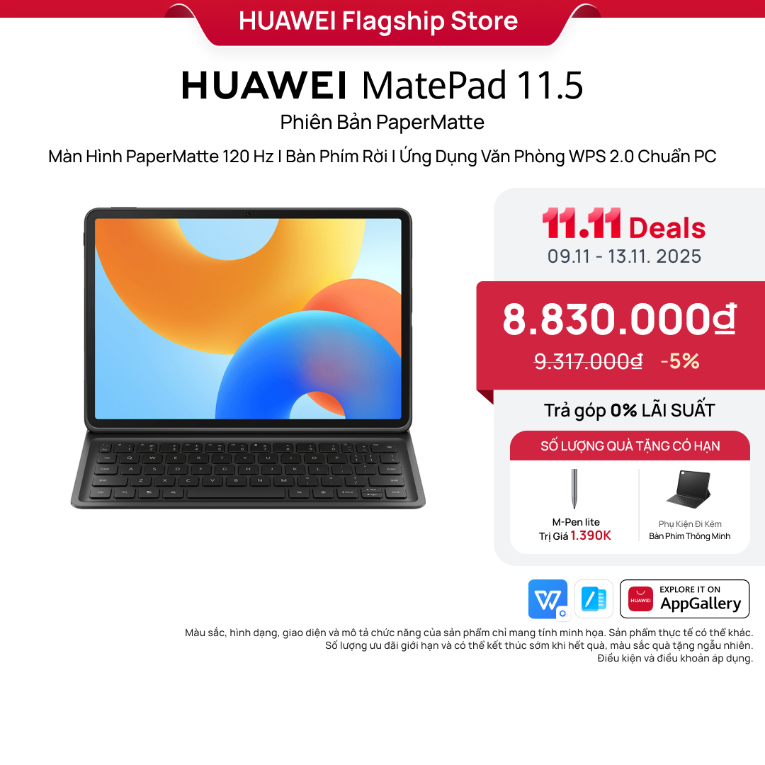 Máy tính bảng HUAWEI MatePad 11.5" | HUAWEI Notes | Bàn Phím Rời