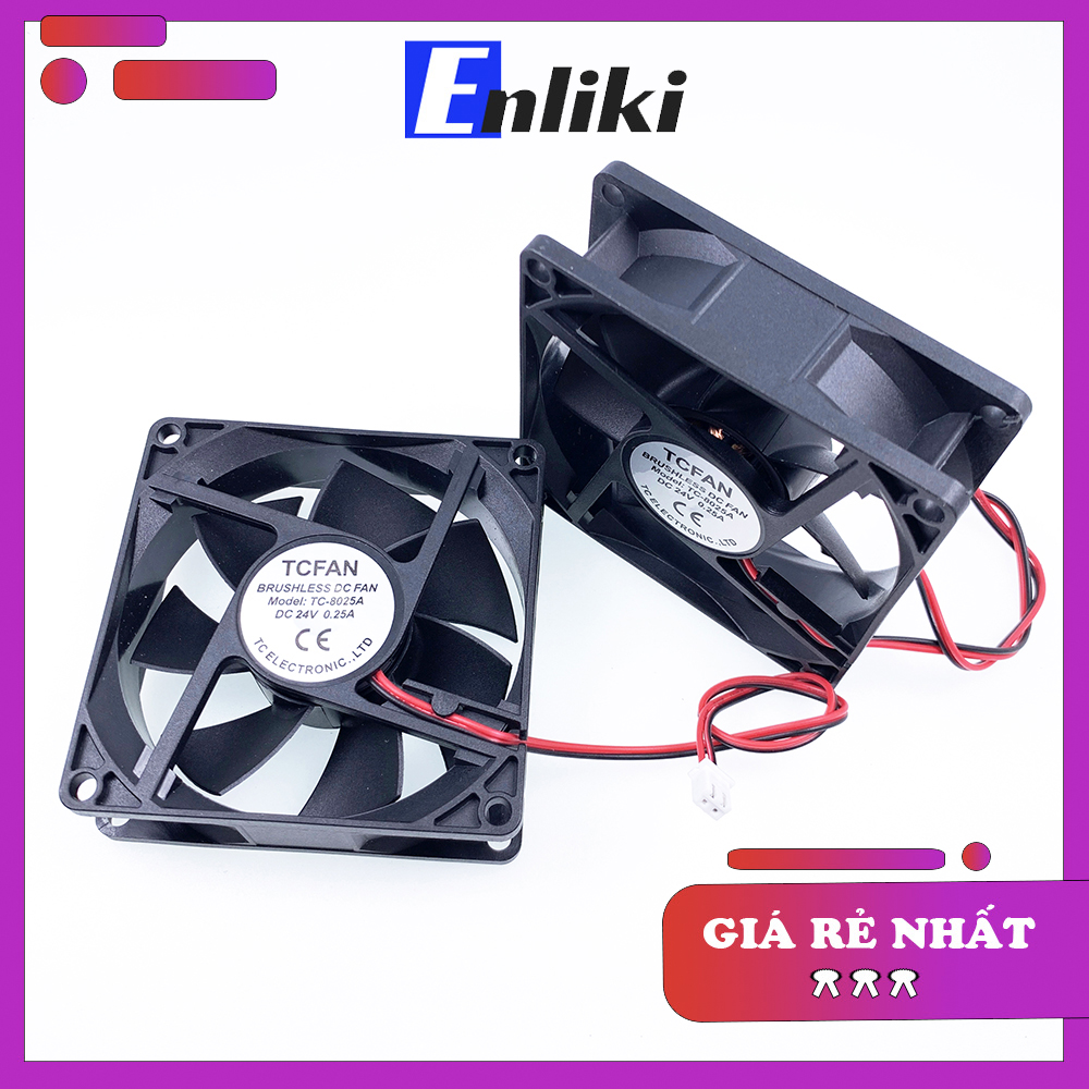 Quạt 8cm tản nhiệt 8025 8x8x2.5cm 24v 0.25a