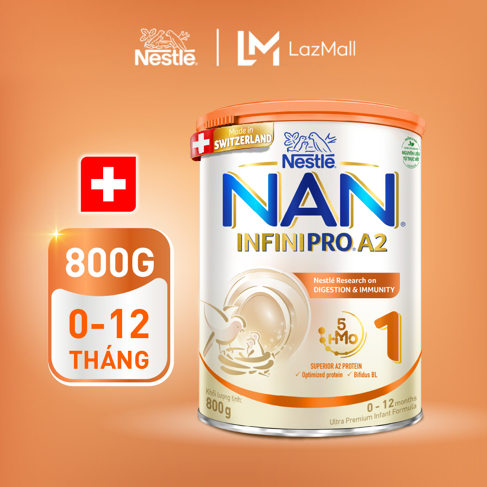 Sản phẩm dinh dưỡng công thức Nestlé NAN INFINIPRO A2 (bước 1) 800g nhập khẩu nguyên lon từ Thụy Sỹ