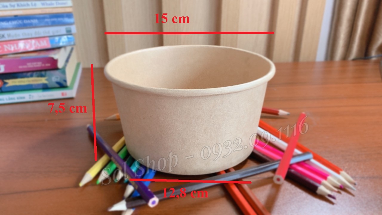 Tô giấy kleur - set 50 tô giấy kraft salad 1000ml