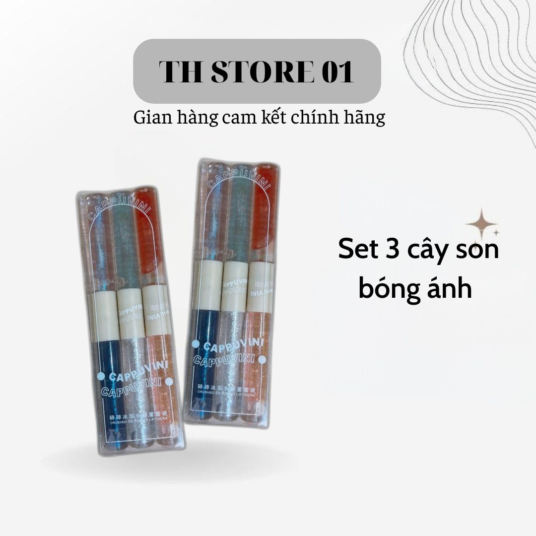 Set 3 son bóng, kem hiệu ứng gương 3d - trọng lượng nhẹ chống thấm nước - ánh nhũ cappuvini -