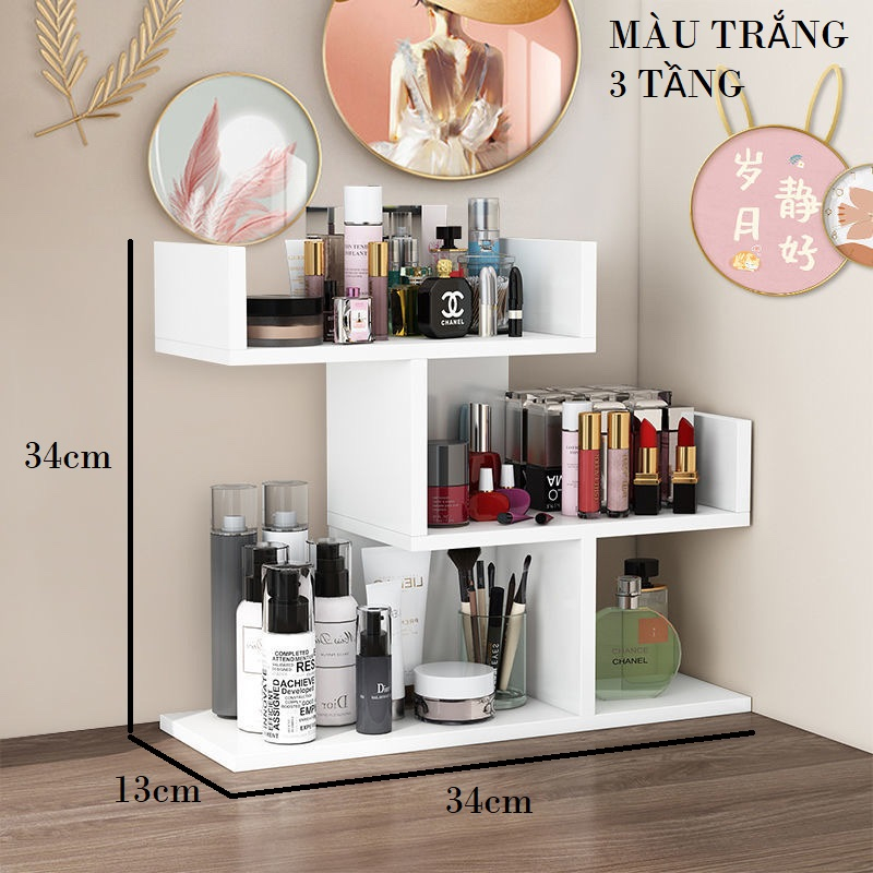 Kệ mỹ phẩm nước hoa kệ để bàn đa năng trang trí decor sắp xếp không gian gỗ MDF chắc chắn bền đẹp dễ dàng lắp ráp MS09