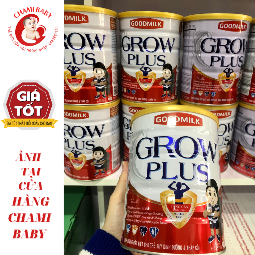 Sữa bột grow plus goodmilk lon 850gr dành cho trẻ suy dinh dưỡng thấp còi.