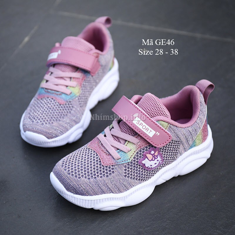 Giày bé gái kitty giày trẻ em nhập khẩu siêu nhẹ siêu chất thể thao cho bé gái chạy bộ đi học đi chơi GE46